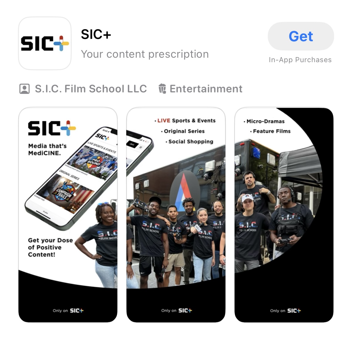 The SIC+ app on the Apple App Store